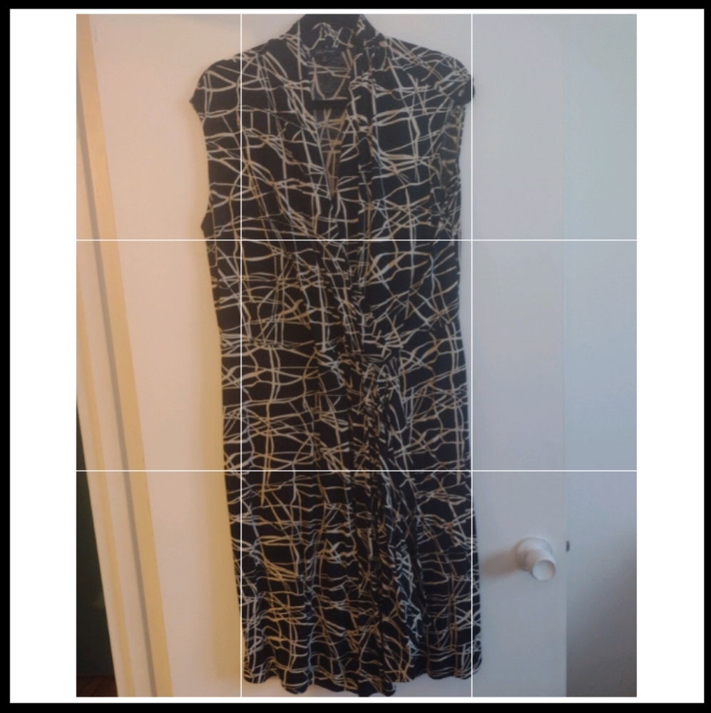 Anne Klein black and ivory wrap dress, 1x